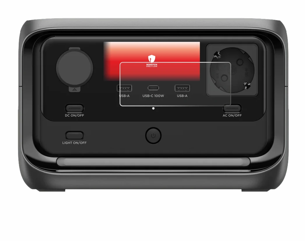 Immagine del dispositivo EcoFlow River 3 Plus con un'ampia varietà di protezioni per lo schermo.