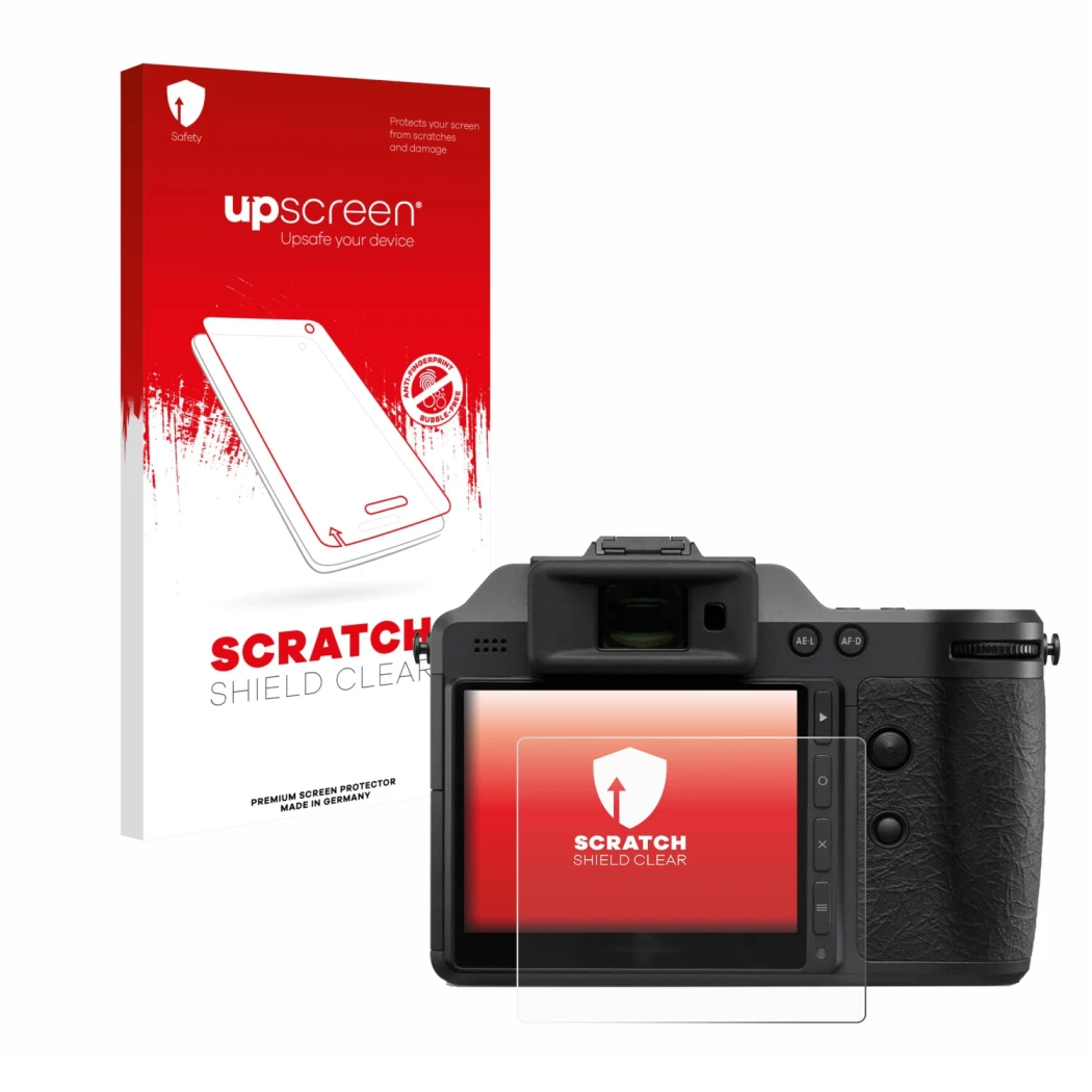 Parte frontale di una confezione del prodotto con il logo del marchio upscreen. Accanto è raffigurato il dispositivo Hasselbla