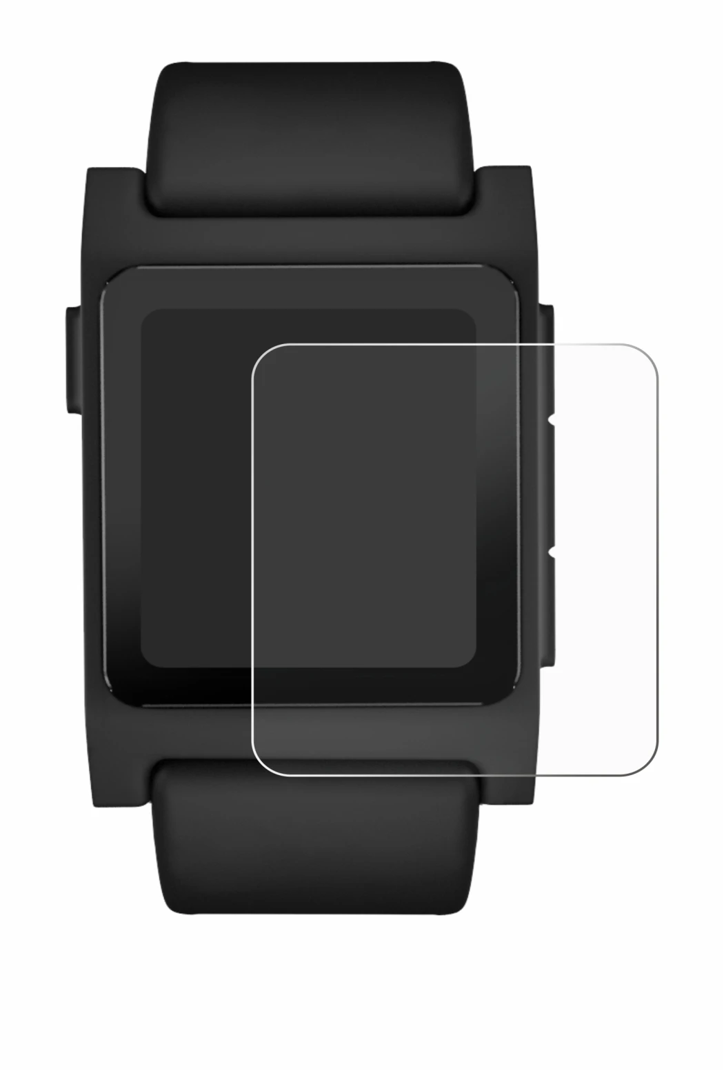 Immagine del dispositivo Pebble 2 Duo 2025 con un'ampia varietà di protezioni per lo schermo.