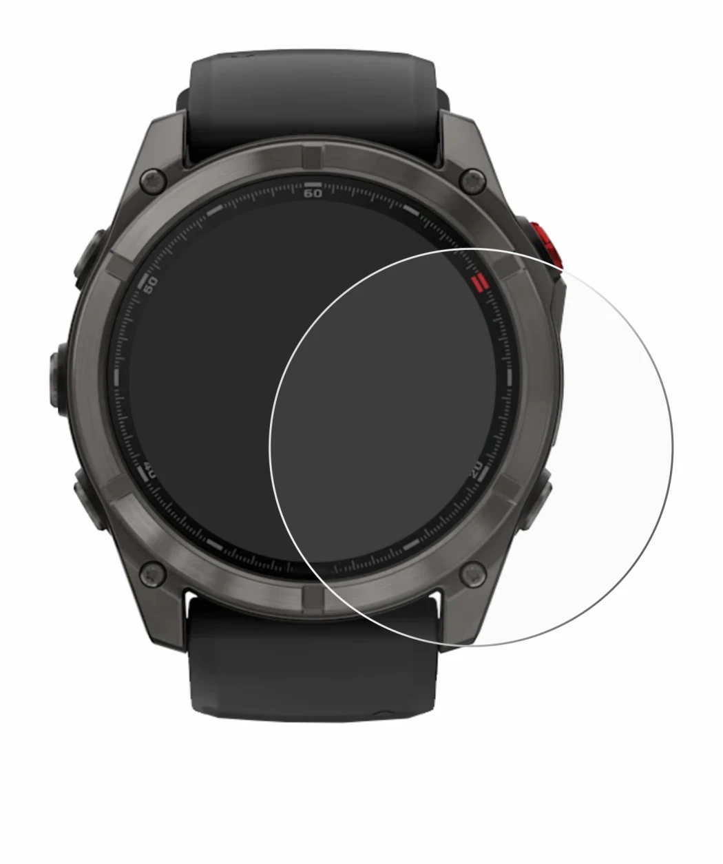 Immagine del dispositivo Garmin Fenix 8 Pro MicroLED (51 mm) con un'ampia varietà di protezioni per lo schermo.