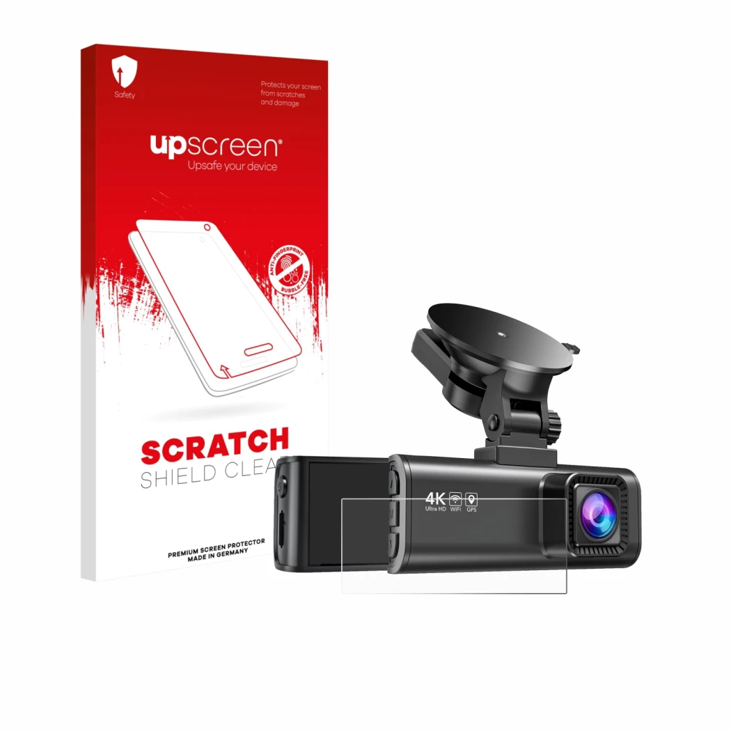 Parte frontale di una confezione del prodotto con il logo del marchio upscreen. Accanto è raffigurato il dispositivo Redtiger