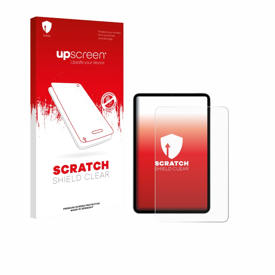 Parte frontale di una confezione del prodotto con il logo del marchio upscreen. Accanto è raffigurato il dispositivo Xiaomi Pa