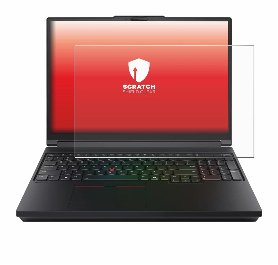 Immagine del dispositivo Lenovo ThinkPad P16 Gen 3 con un'ampia varietà di protezioni per lo schermo.