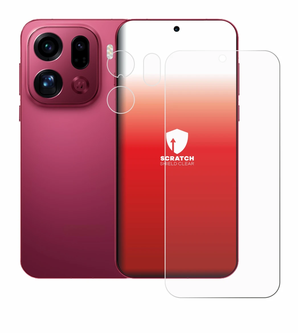 Immagine del dispositivo Oppo Find X9 Pro (Fronte+Fotocamera) con un'ampia varietà di protezioni per lo schermo.