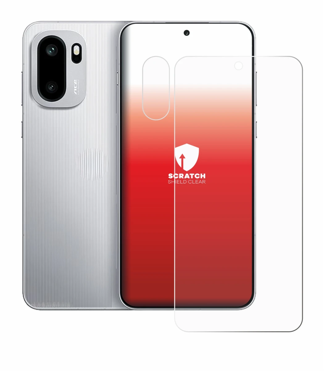 Immagine del dispositivo OnePlus Ace 6 (Fronte+Fotocamera) con un'ampia varietà di protezioni per lo schermo.