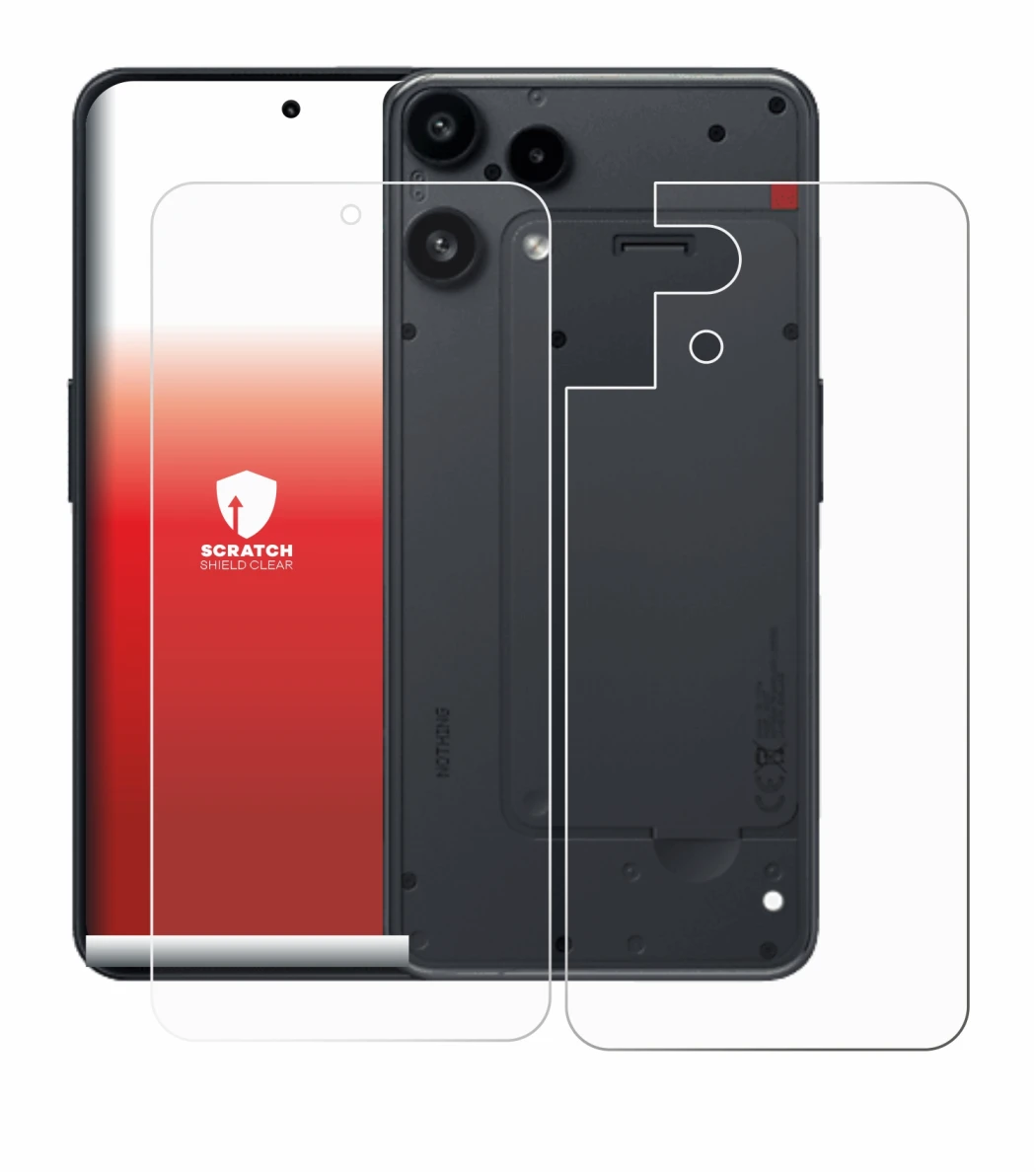 Immagine del dispositivo Nothing Phone (3a) Lite (Fronte+Retro) con un'ampia varietà di protezioni per lo schermo.