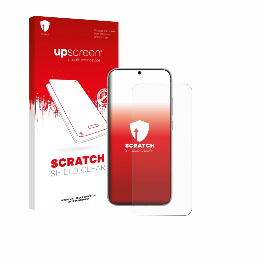 Parte frontale di una confezione del prodotto con il logo del marchio upscreen. Accanto è raffigurato il dispositivo Honor Mag