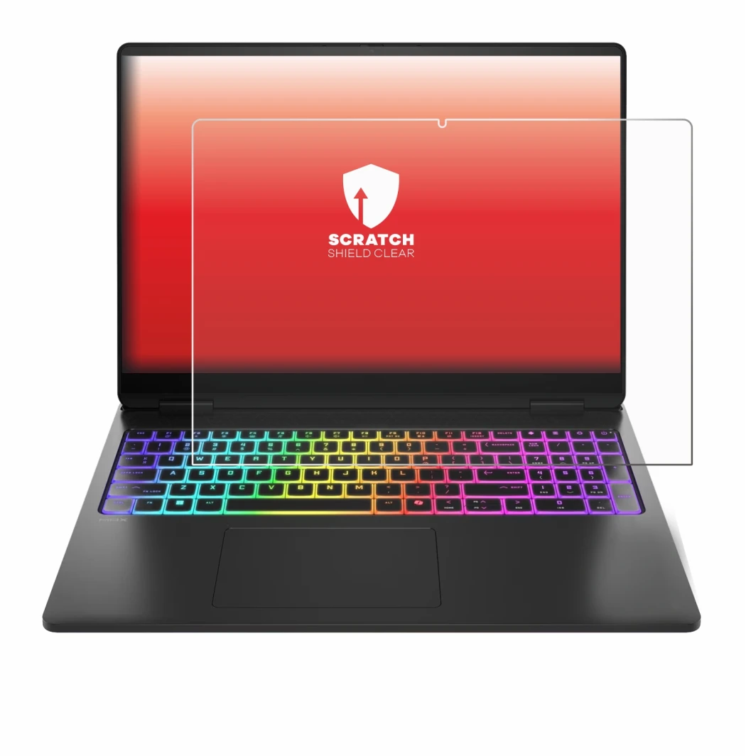 Immagine del dispositivo HP Omen Max 16 con un'ampia varietà di protezioni per lo schermo.