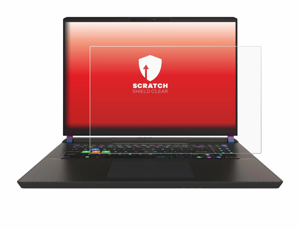 Immagine del dispositivo MSI Vector 17 HX con un'ampia varietà di protezioni per lo schermo.