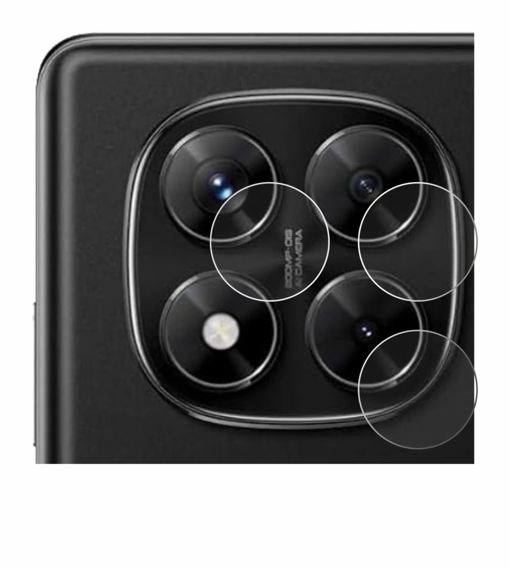 Immagine del dispositivo Xiaomi Redmi Note 14 Pro 4G (SOLO Fotocamera) con un'ampia varietà di protezioni per lo schermo.