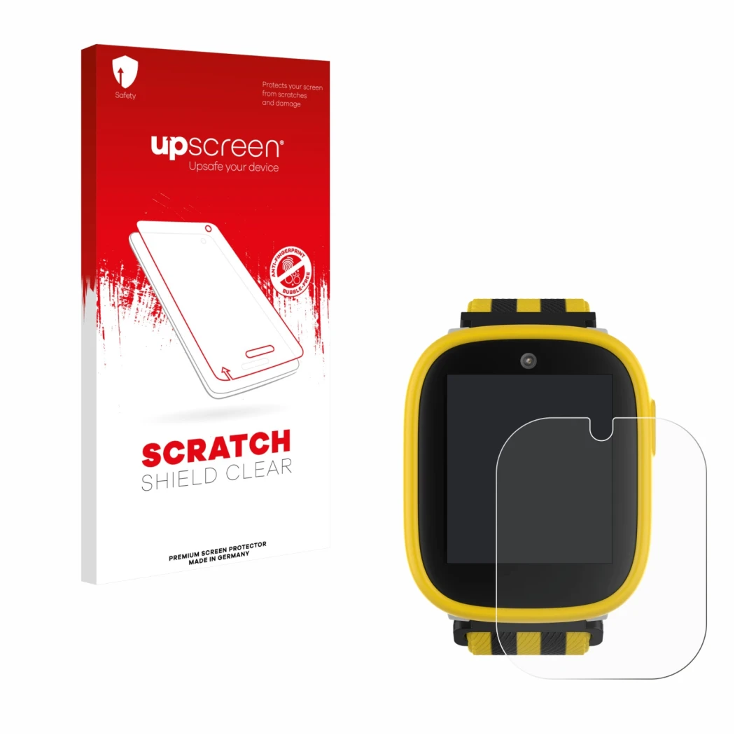 Parte frontale di una confezione del prodotto con il logo del marchio upscreen. Accanto è raffigurato il dispositivo Xplora X6