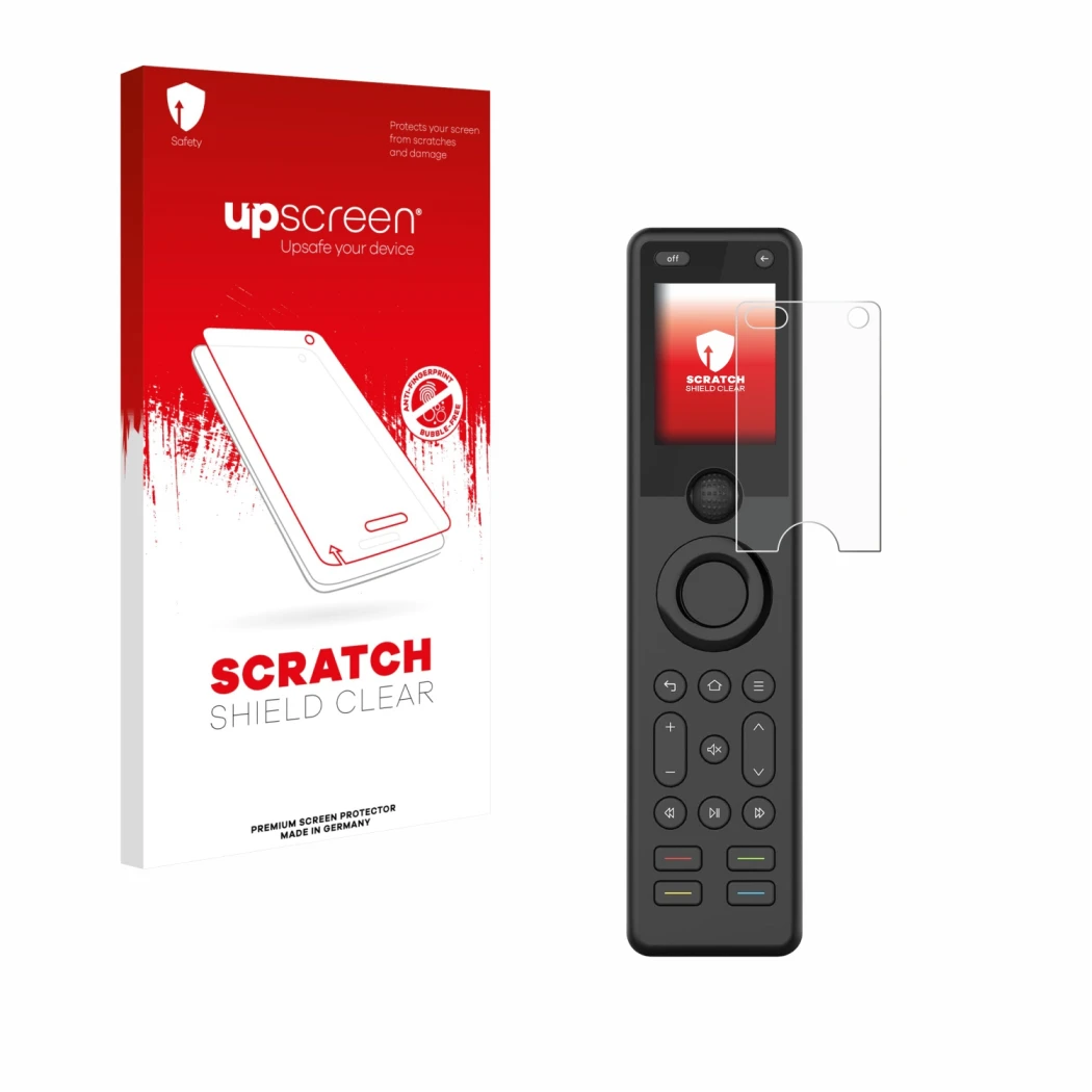 Parte frontale di una confezione del prodotto con il logo del marchio upscreen. Accanto è raffigurato il dispositivo Sofabaton