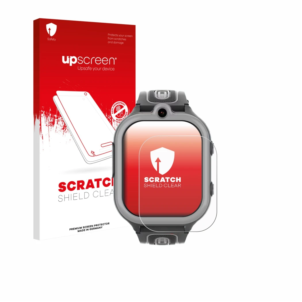 Parte frontale di una confezione del prodotto con il logo del marchio upscreen. Accanto è raffigurato il dispositivo Valdus DF