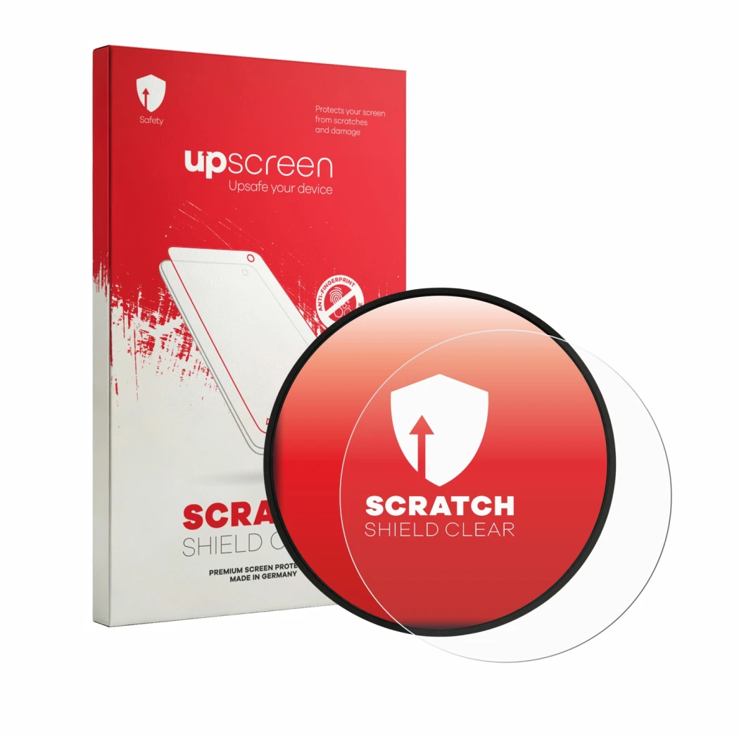 Parte frontale di una confezione del prodotto con il logo del marchio upscreen. Accanto è raffigurato il dispositivo Mini Coun