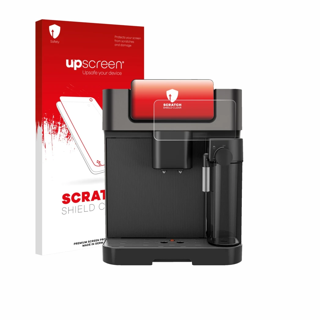 Parte frontale di una confezione del prodotto con il logo del marchio upscreen. Accanto è raffigurato il dispositivo Grundig K