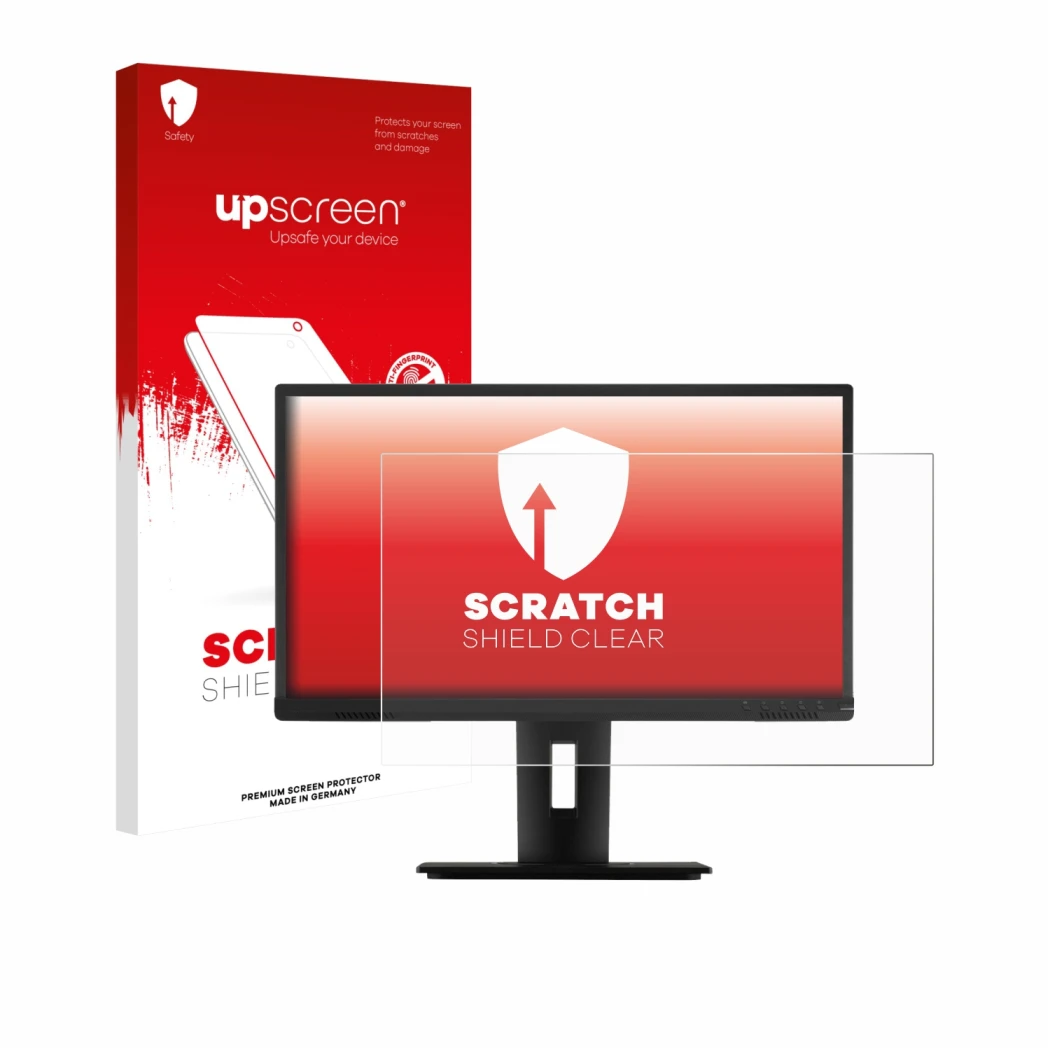 Parte frontale di una confezione del prodotto con il logo del marchio upscreen. Accanto è raffigurato il dispositivo ViewSonic