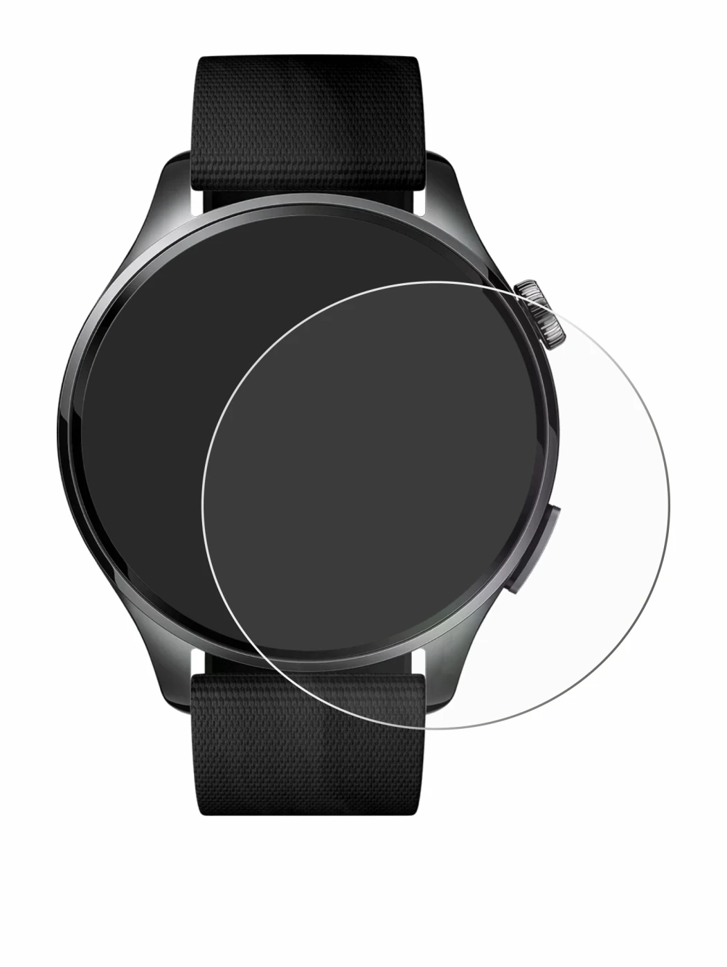 Immagine del dispositivo Xiaomi Watch 5 (47 mm) con un'ampia varietà di protezioni per lo schermo.