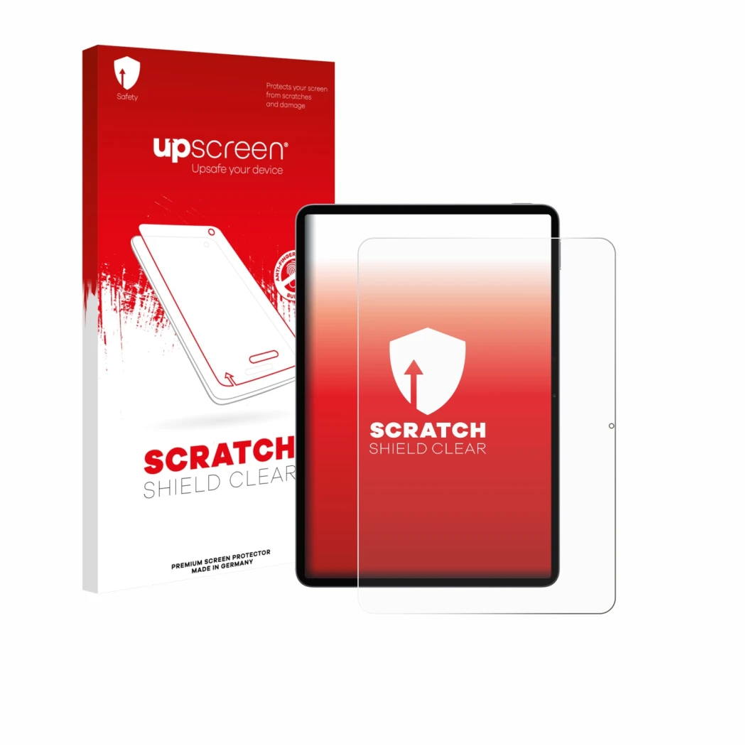 Parte frontale di una confezione del prodotto con il logo del marchio upscreen. Accanto è raffigurato il dispositivo Xiaomi Pa