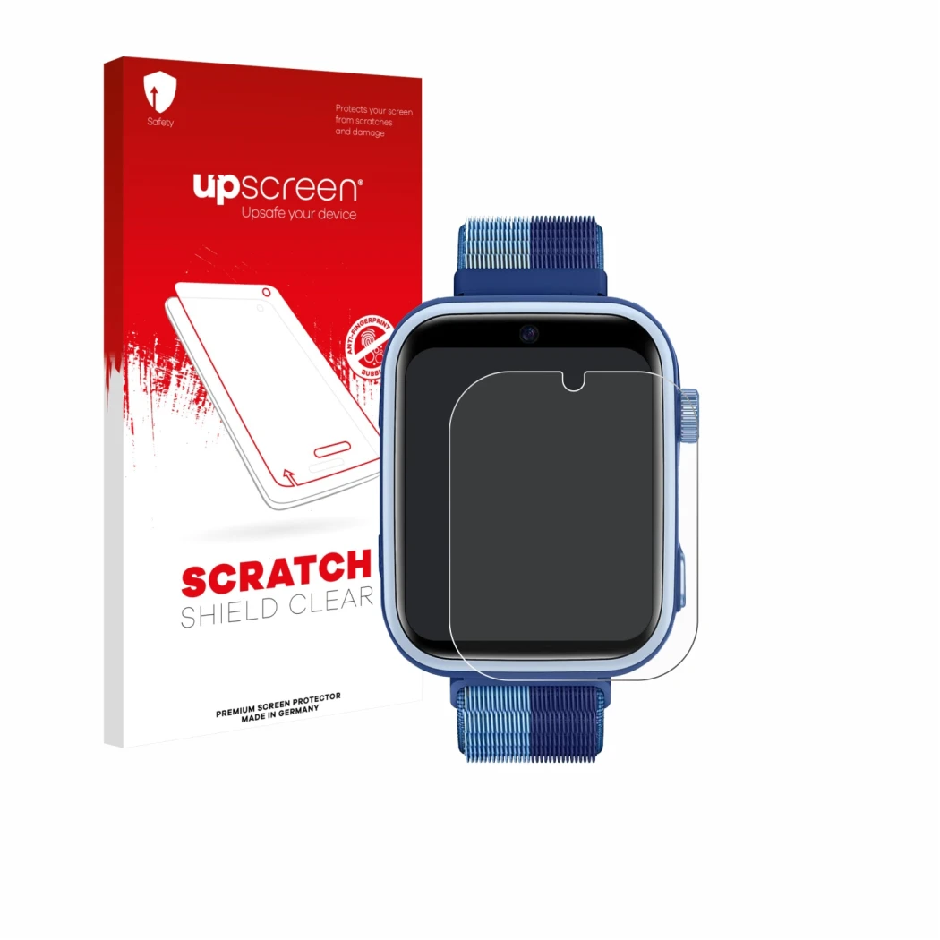 Parte frontale di una confezione del prodotto con il logo del marchio upscreen. Accanto è raffigurato il dispositivo Oliimptek