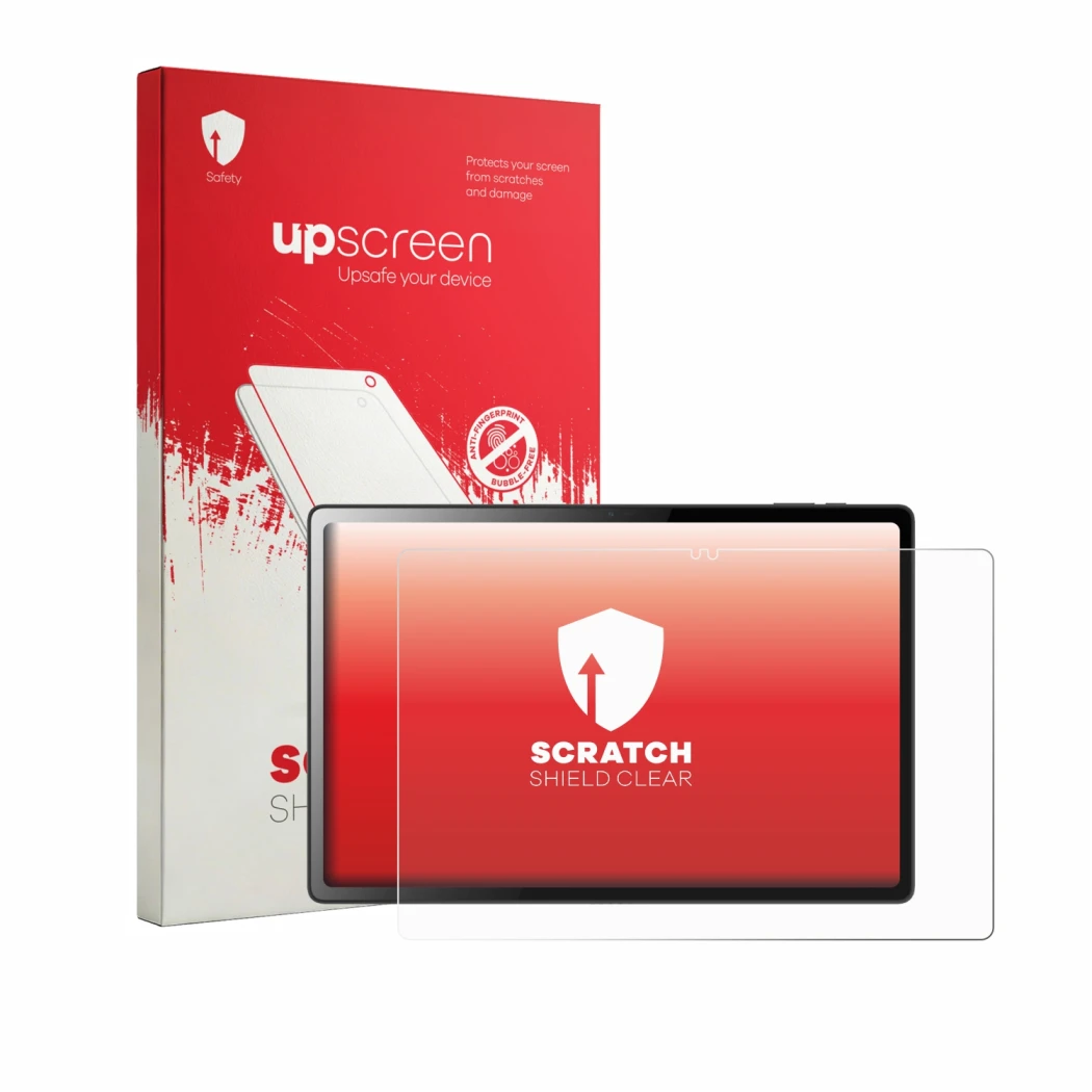 Parte frontale di una confezione del prodotto con il logo del marchio upscreen. Accanto è raffigurato il dispositivo Logicom T