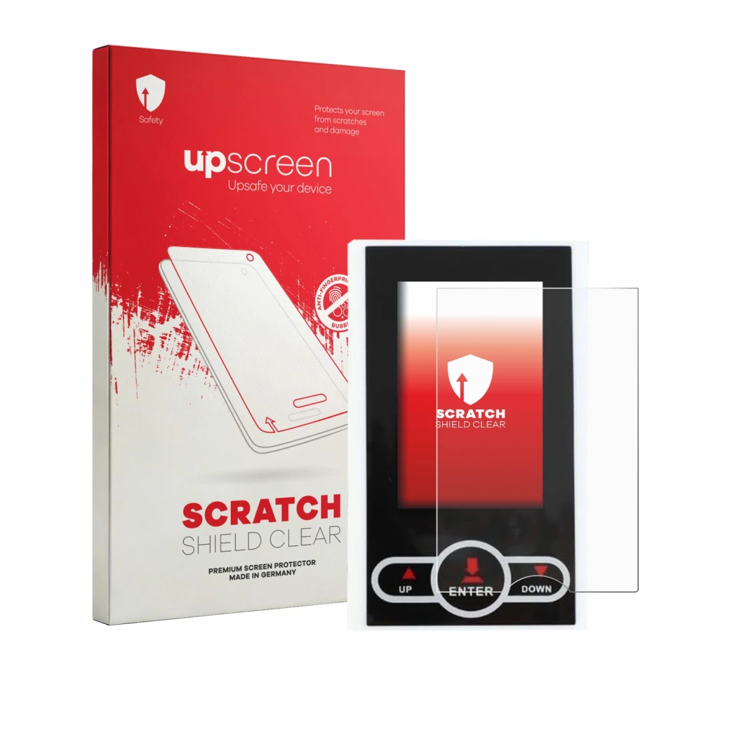 Parte frontale di una confezione del prodotto con il logo del marchio upscreen. Accanto è raffigurato il dispositivo QuivyLivy