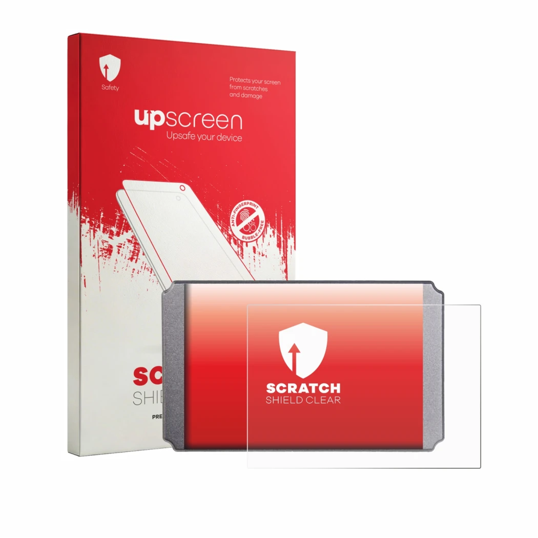 Parte frontale di una confezione del prodotto con il logo del marchio upscreen. Accanto è raffigurato il dispositivo Windmeile