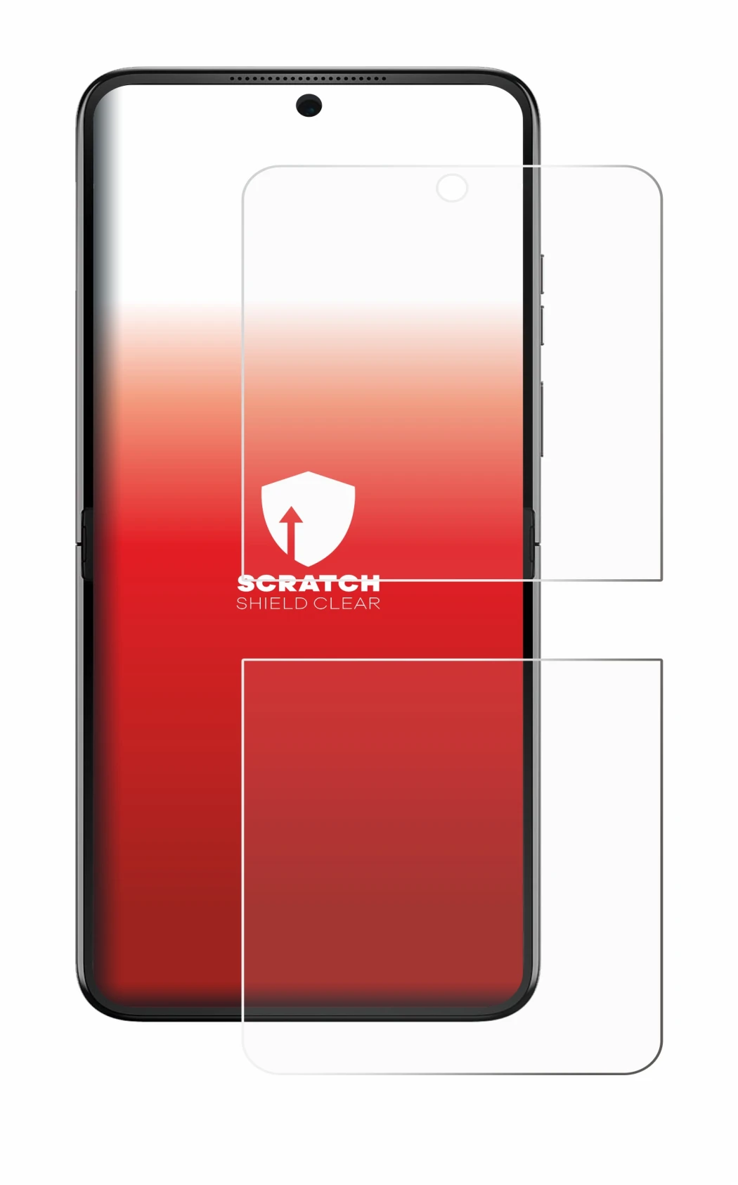 Immagine del dispositivo Motorola Razr 70 con un'ampia varietà di protezioni per lo schermo.