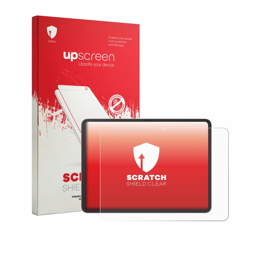 Parte frontale di una confezione del prodotto con il logo del marchio upscreen. Accanto è raffigurato il dispositivo Oppo Pad