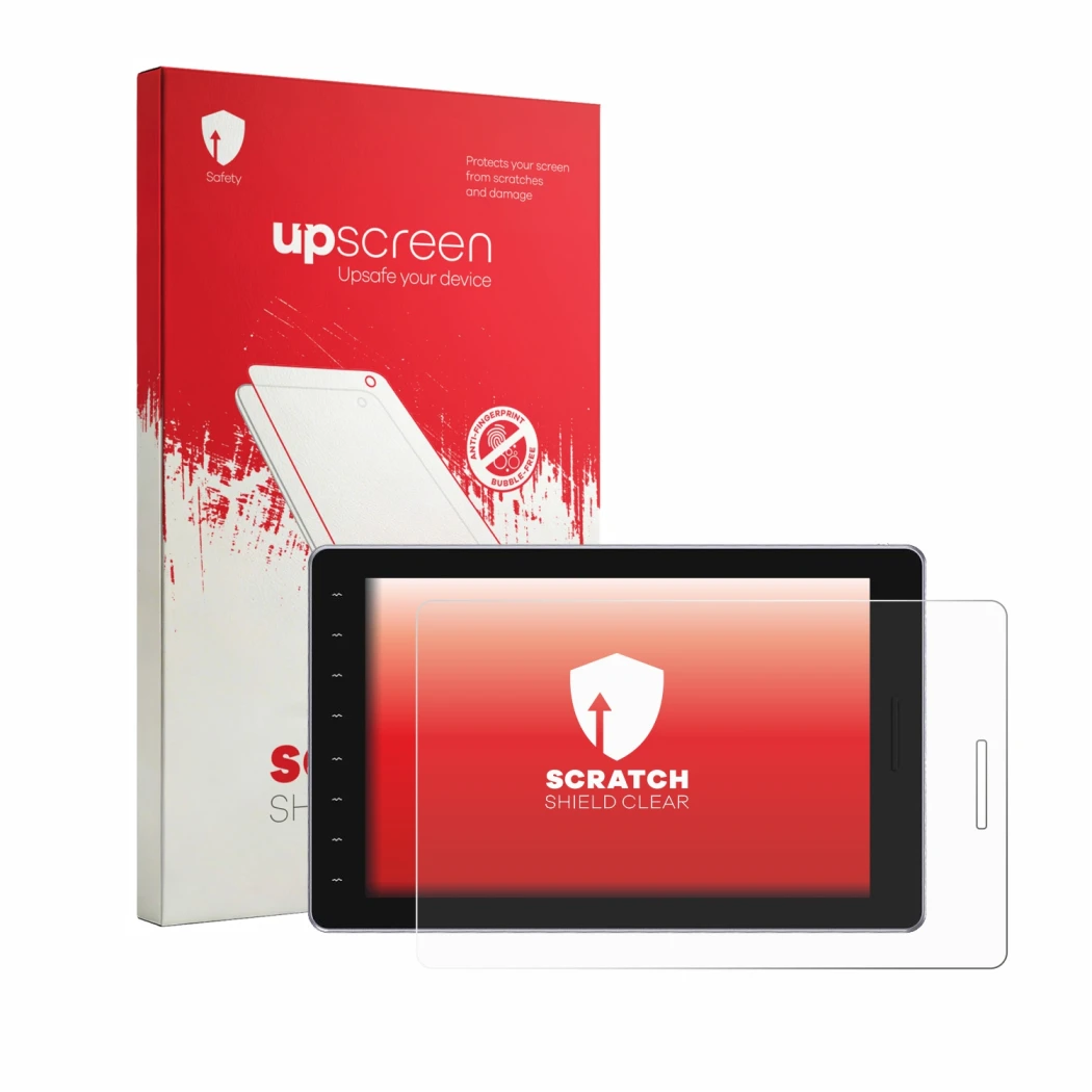 Parte frontale di una confezione del prodotto con il logo del marchio upscreen. Accanto è raffigurato il dispositivo Gaomon PD