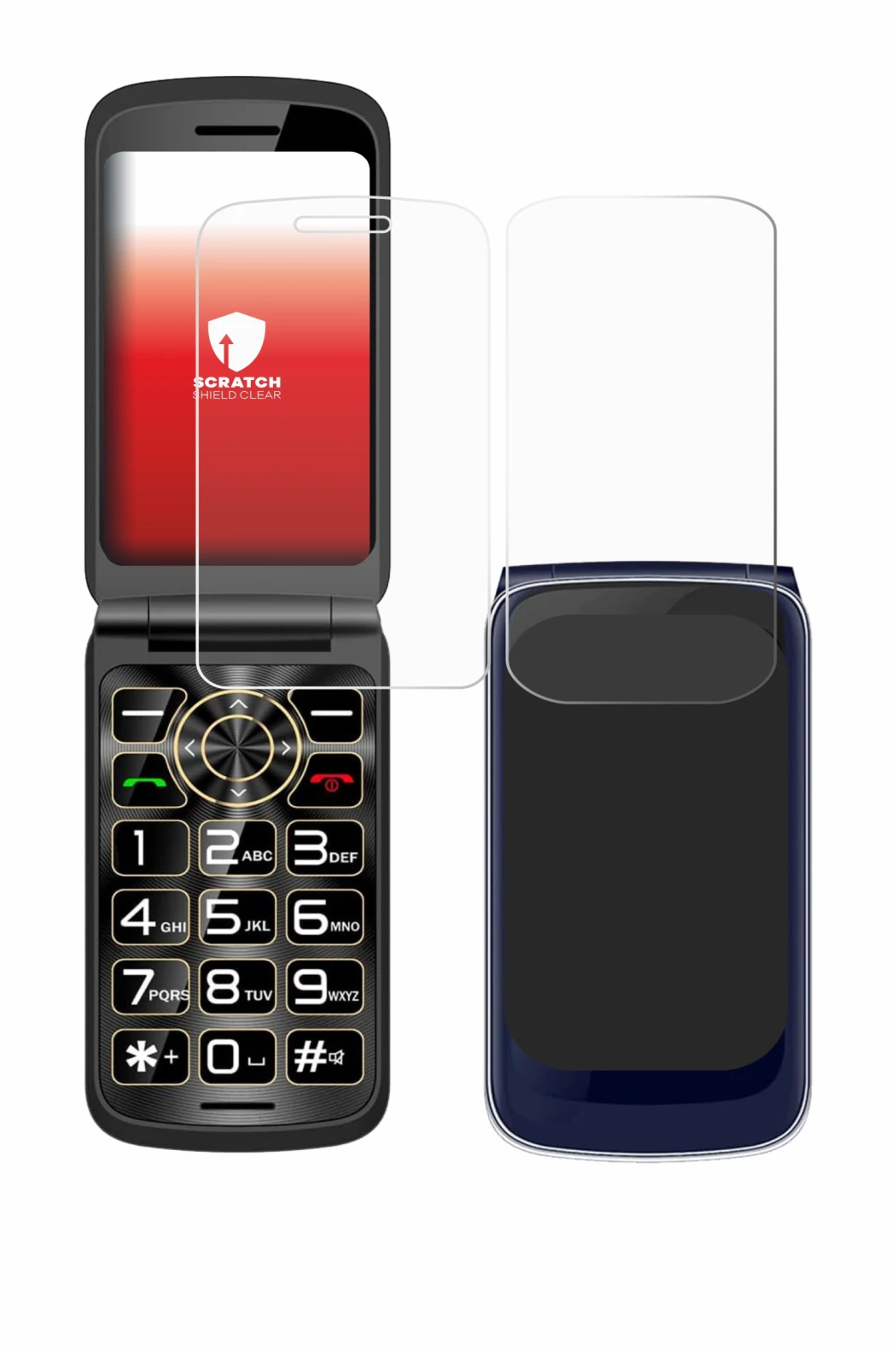 Immagine del dispositivo Guwet G739 (Fronte+Retro) con un'ampia varietà di protezioni per lo schermo.