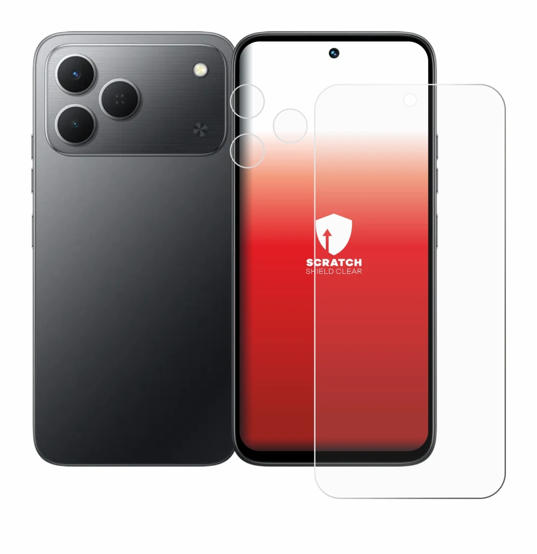 Immagine del dispositivo Tecno Spark 50 4G (Fronte+Fotocamera) con un'ampia varietà di protezioni per lo schermo.