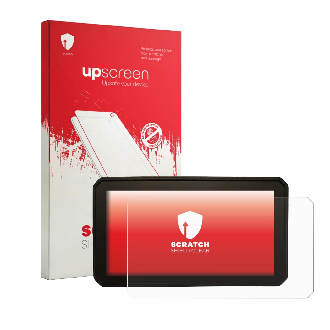 Parte frontale di una confezione del prodotto con il logo del marchio upscreen. Accanto è raffigurato il dispositivo Interphon