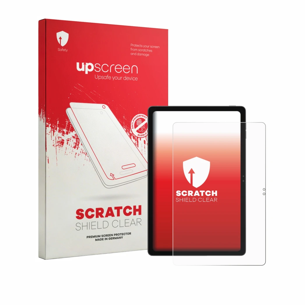 Parte frontale di una confezione del prodotto con il logo del marchio upscreen. Accanto è raffigurato il dispositivo Blackview