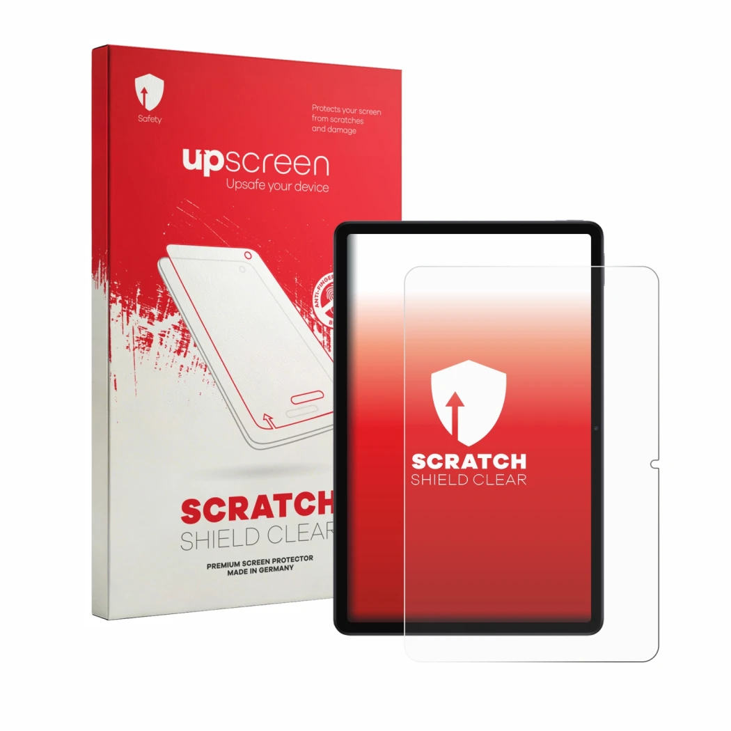 Parte frontale di una confezione del prodotto con il logo del marchio upscreen. Accanto è raffigurato il dispositivo Xiaomi Re