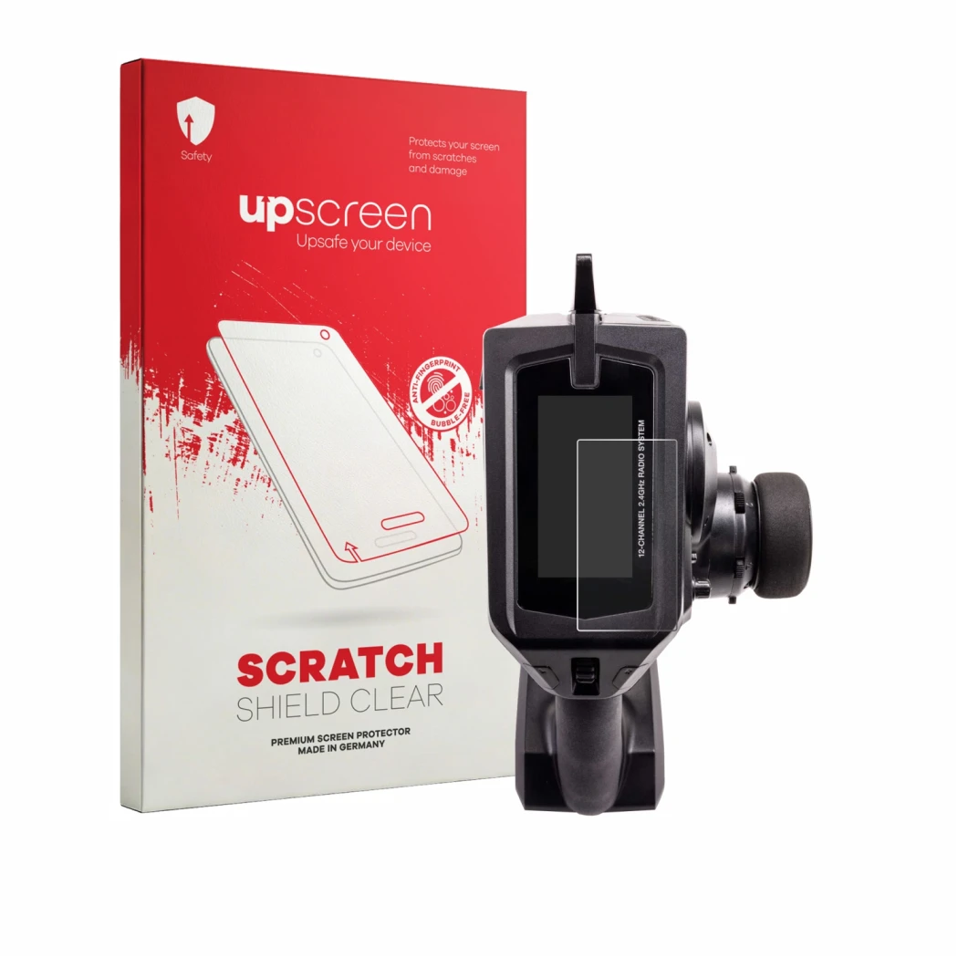 Parte frontale di una confezione del prodotto con il logo del marchio upscreen. Accanto è raffigurato il dispositivo Spektrum