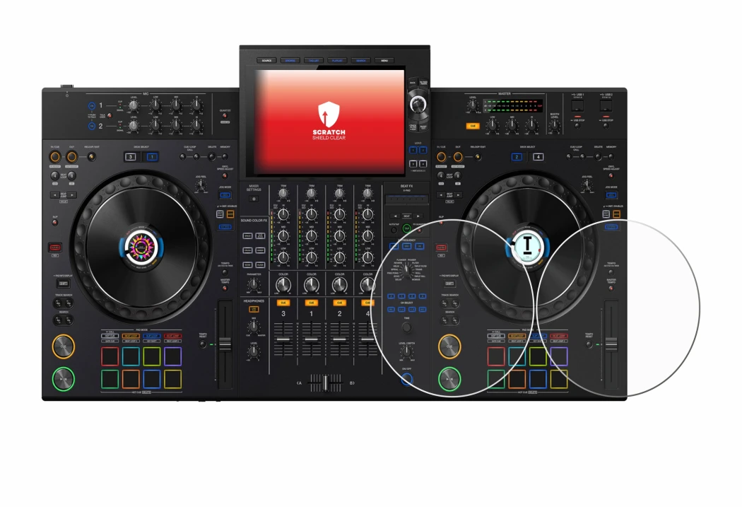 Immagine del dispositivo AlphaTheta XDJ-AZ (Jog) con un'ampia varietà di protezioni per lo schermo.