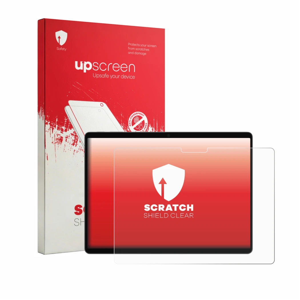 Parte frontale di una confezione del prodotto con il logo del marchio upscreen. Accanto è raffigurato il dispositivo Microsoft