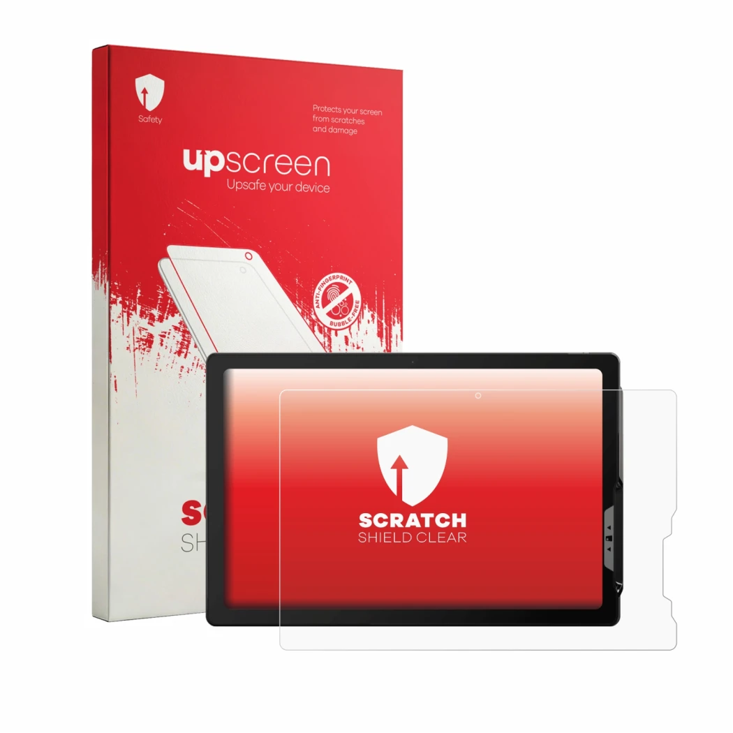 Parte frontale di una confezione del prodotto con il logo del marchio upscreen. Accanto è raffigurato il dispositivo Sunmi CPa