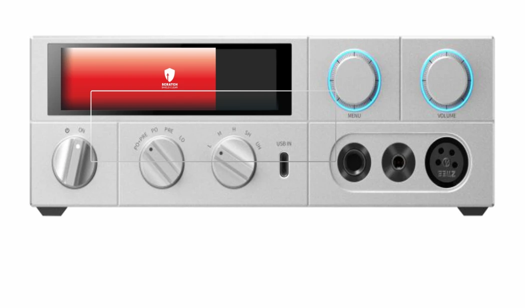 Immagine del dispositivo FiiO K15 con un'ampia varietà di protezioni per lo schermo.