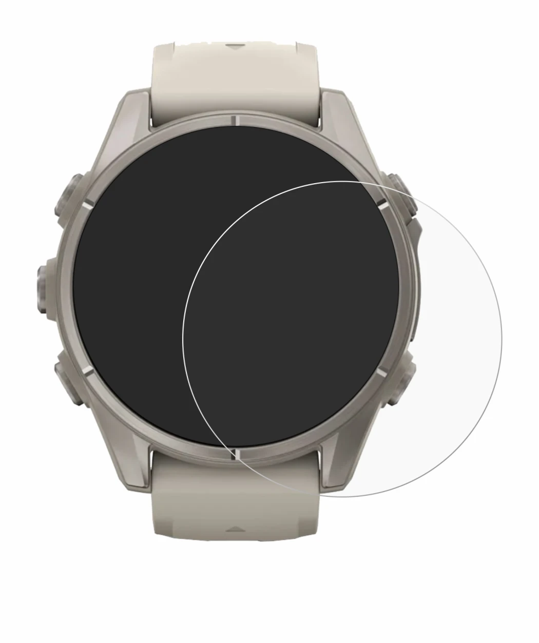 Immagine del dispositivo Garmin Fenix 9 (43 mm) con un'ampia varietà di protezioni per lo schermo.