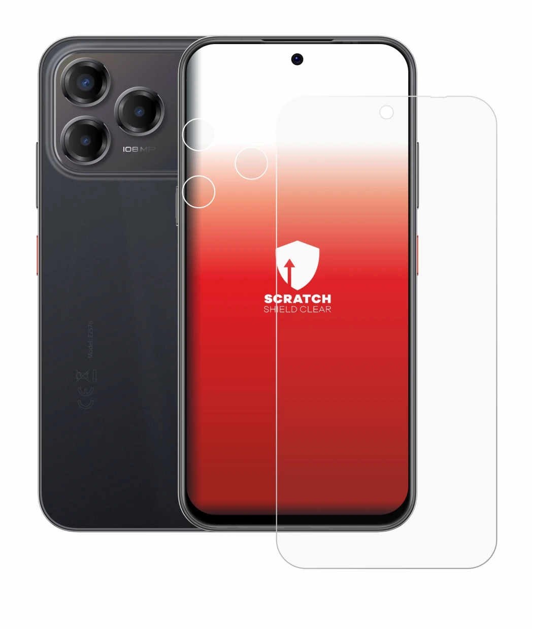 Immagine del dispositivo ZTE Blade V80 Pro (Fronte+Fotocamera) con un'ampia varietà di protezioni per lo schermo.