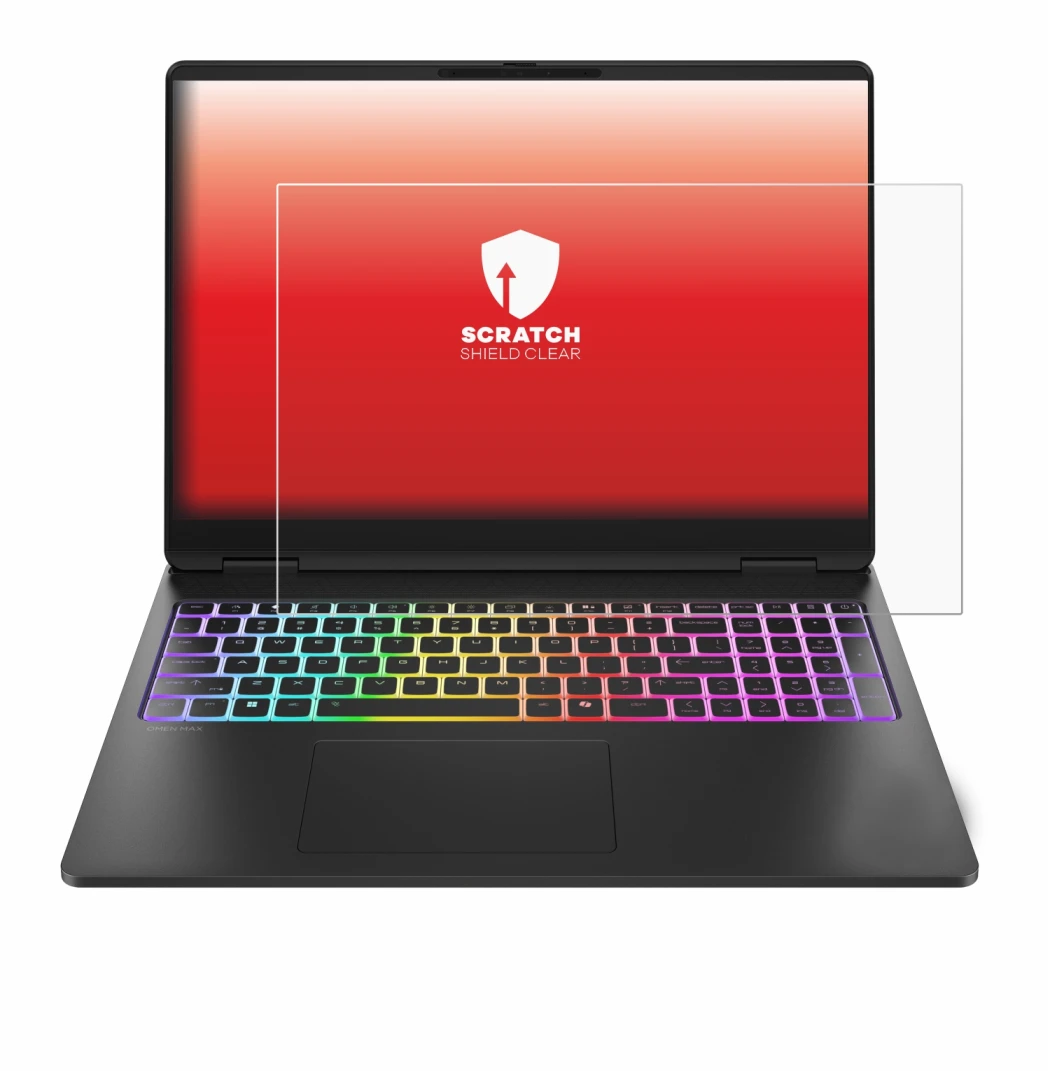 Immagine del dispositivo HP HyperX OMEN MAX 16 con un'ampia varietà di protezioni per lo schermo.