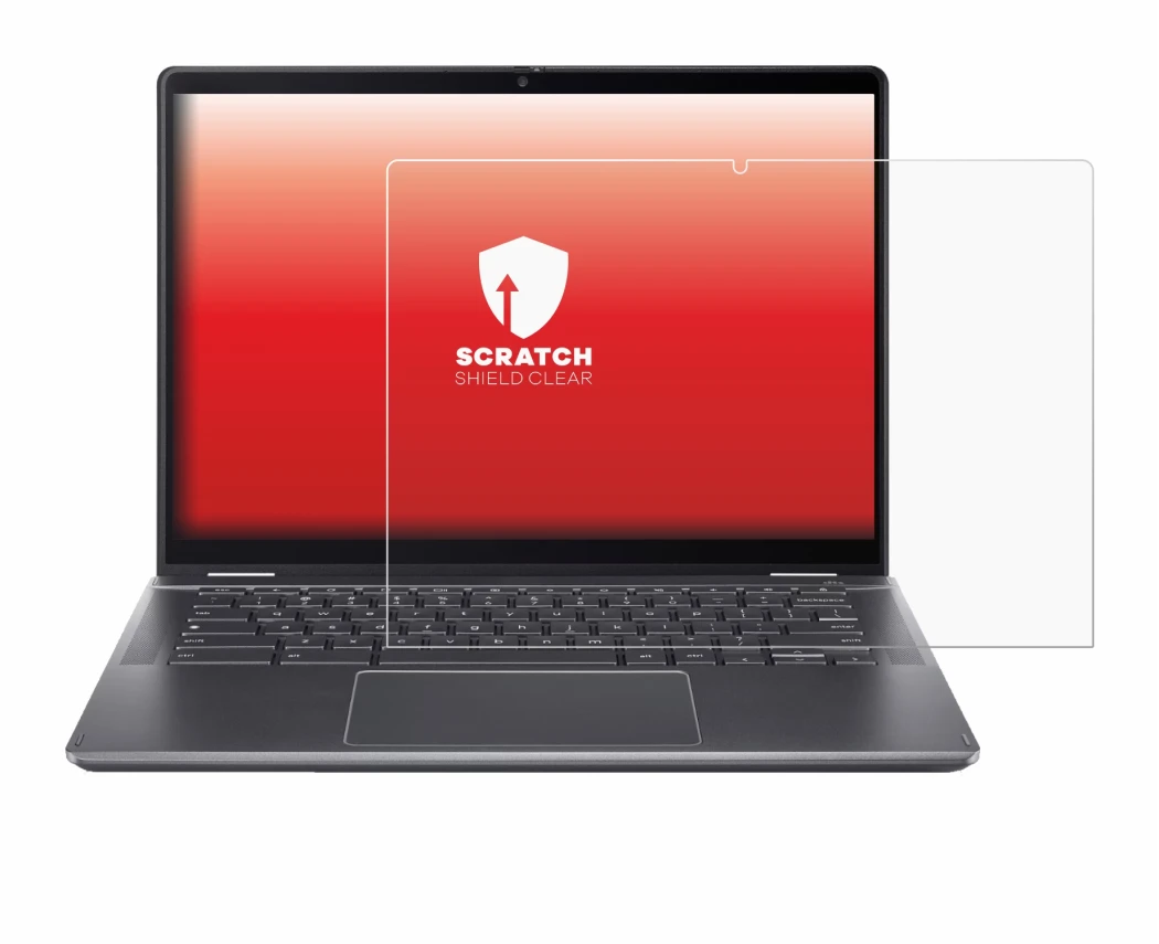 Immagine del dispositivo Acer Chromebook Plus Spin 514 con un'ampia varietà di protezioni per lo schermo.