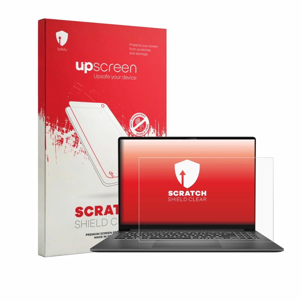 Parte frontale di una confezione del prodotto con il logo del marchio upscreen. Accanto è raffigurato il dispositivo MSI Moder