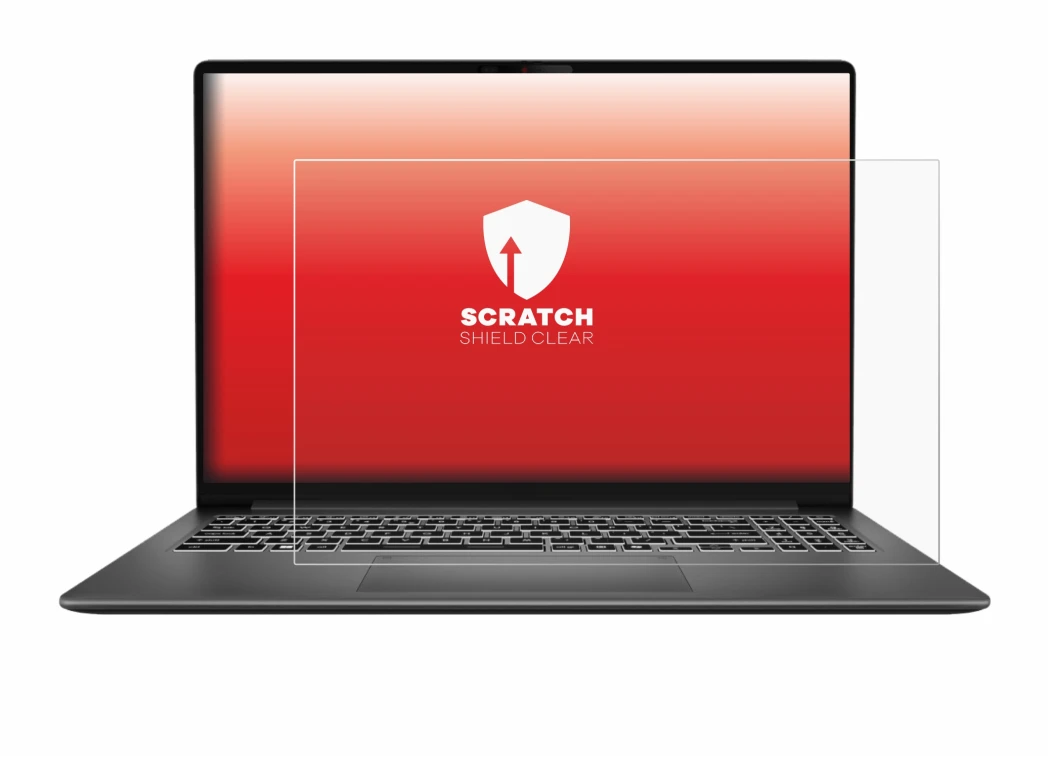 Immagine del dispositivo MSI Modern 16S AI con un'ampia varietà di protezioni per lo schermo.