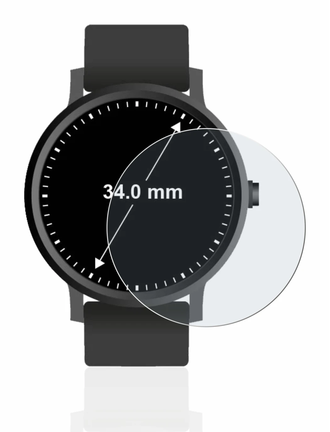 Immagine del dispositivo Orologi (Circolare, ø: 34 mm) con un'ampia varietà di protezioni per lo schermo.