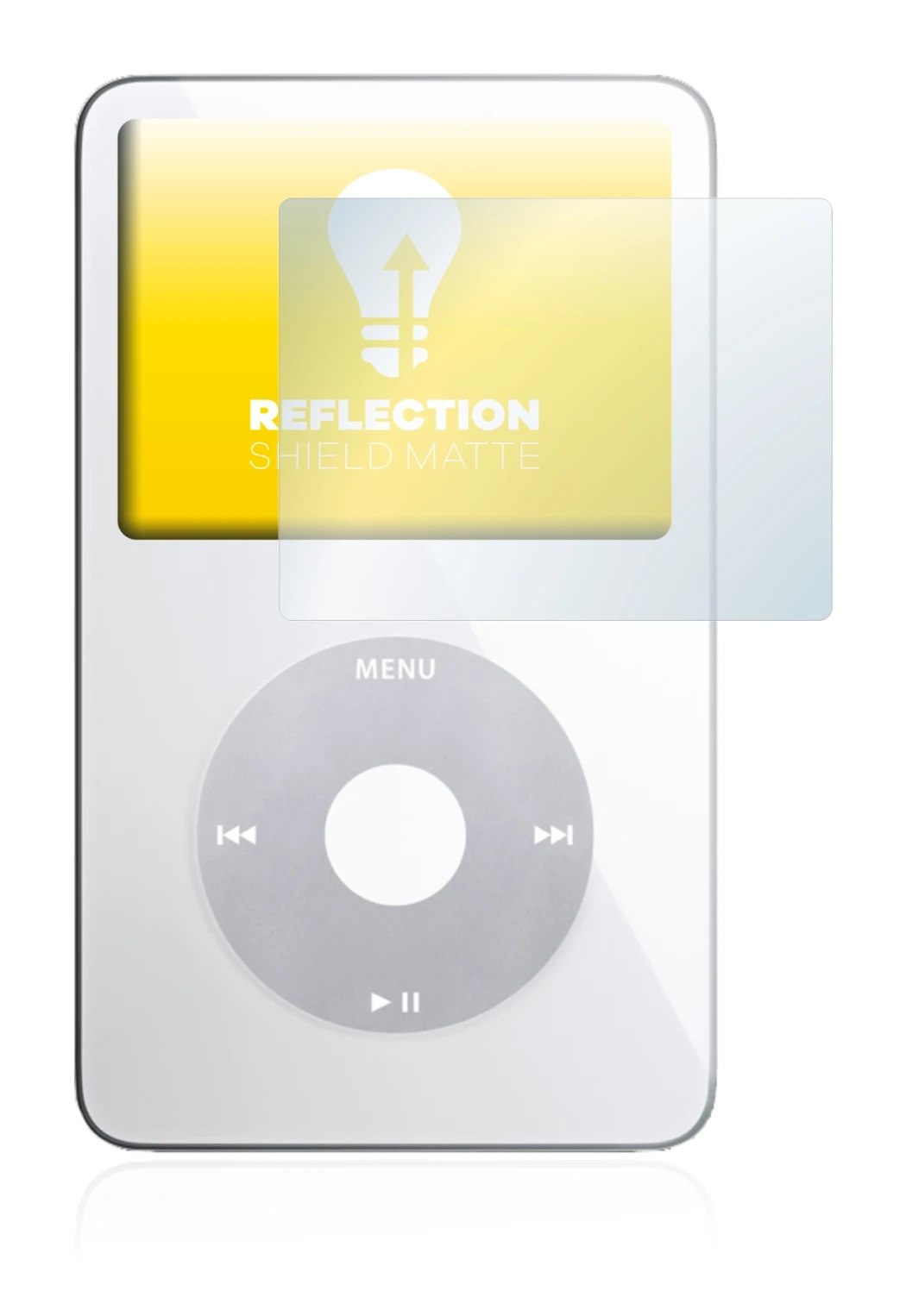 Immagine del dispositivo Apple iPod classic video Display (5a. Gen.) con un'ampia varietà di protezioni per lo schermo.