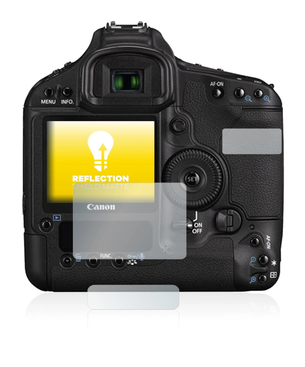 Immagine del dispositivo Canon EOS 1D Mark III con un'ampia varietà di protezioni per lo schermo.