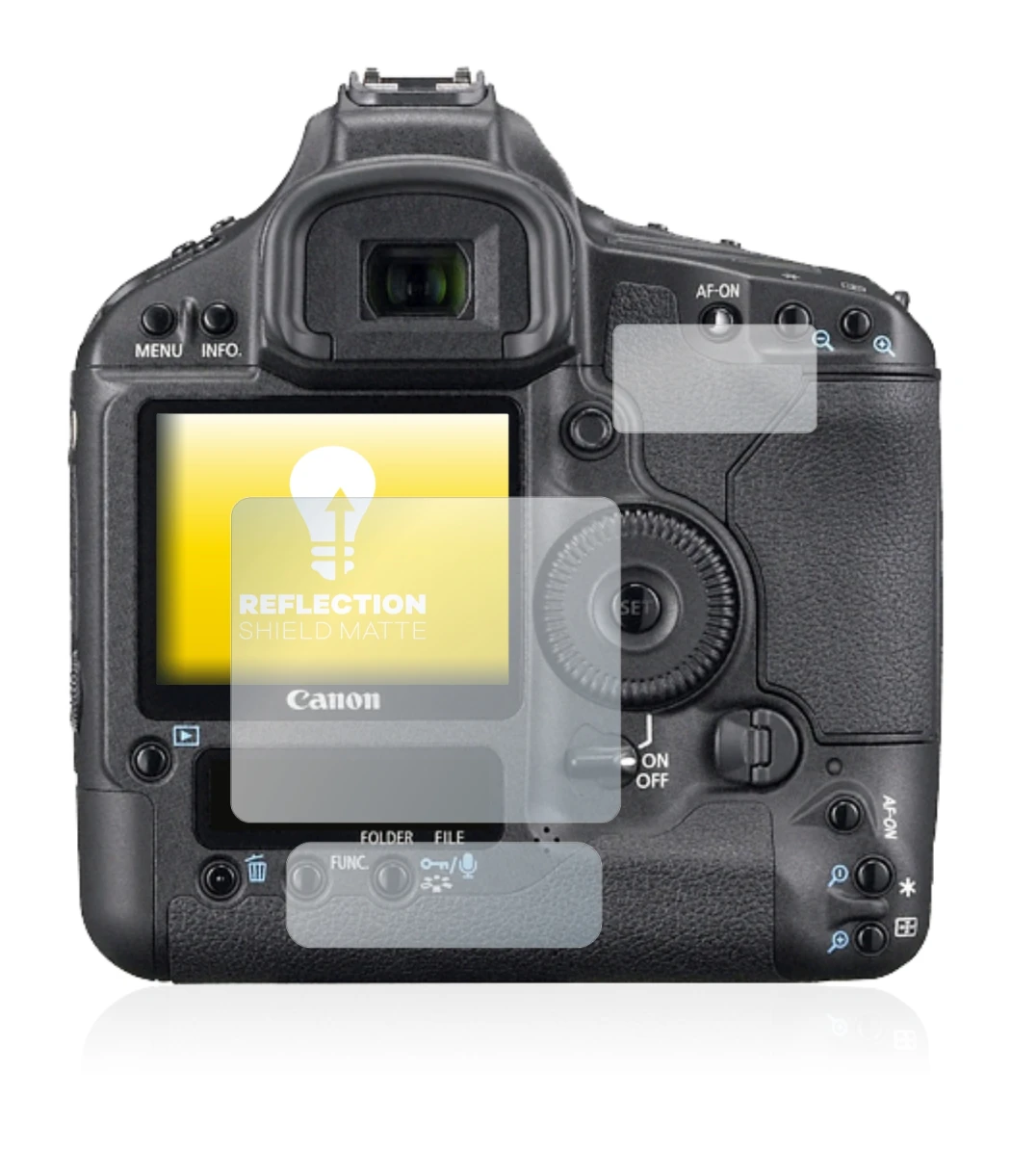 Immagine del dispositivo Canon EOS 1Ds Mark III con un'ampia varietà di protezioni per lo schermo.