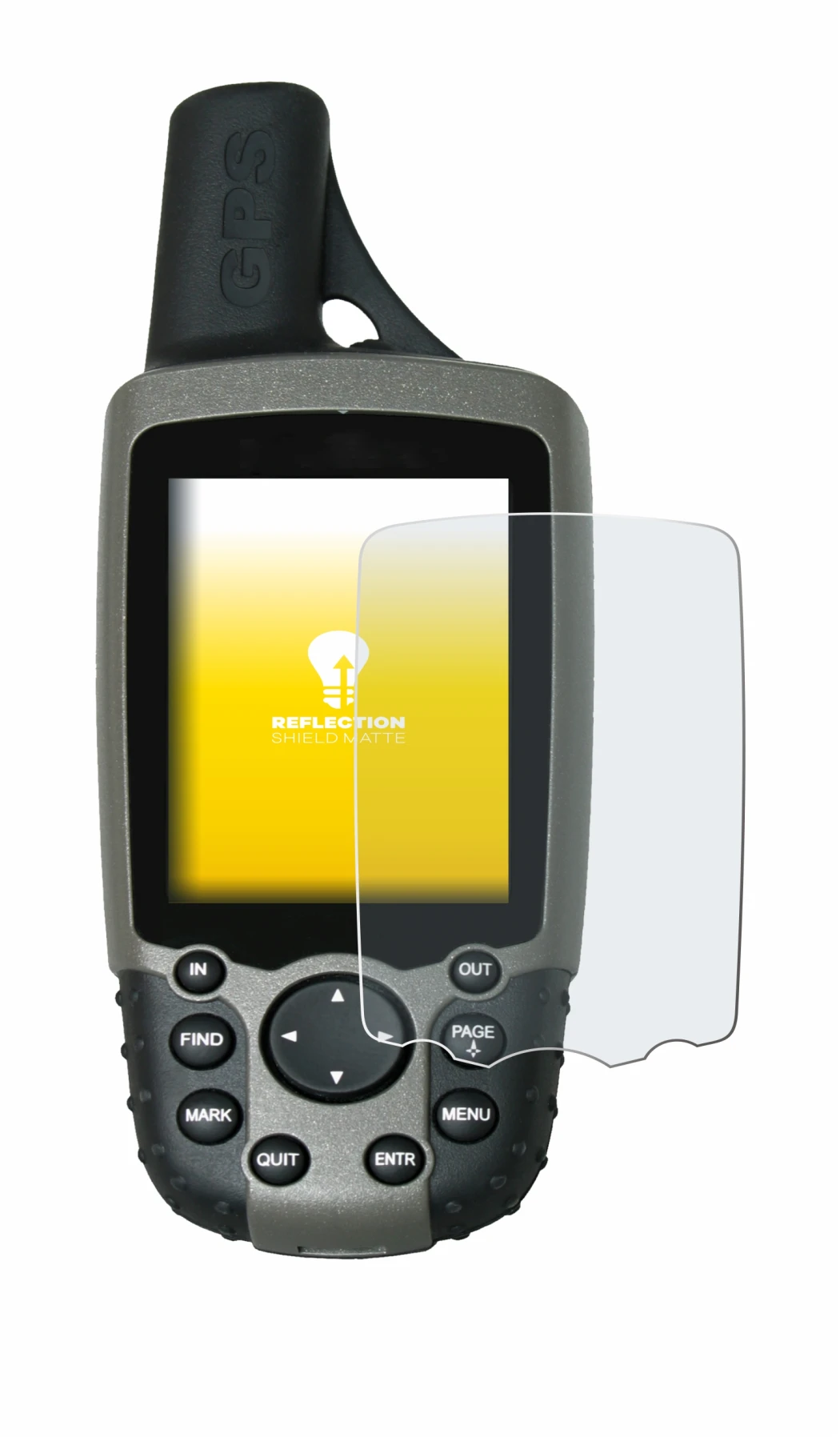 Immagine del dispositivo Garmin GPSMAP 60CSx con un'ampia varietà di protezioni per lo schermo.